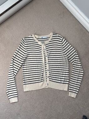 Beige Striped Zara Cardigan